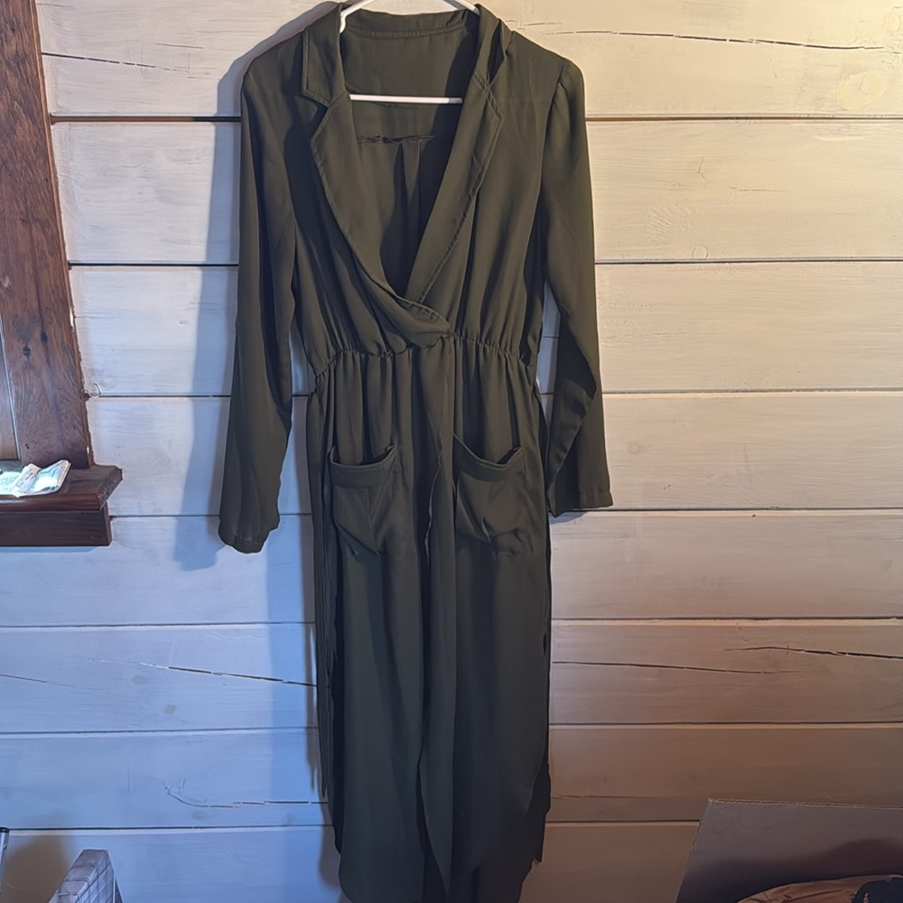 High slit green maxi dress
